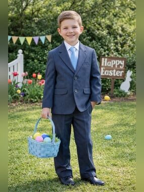 Van Heusen Boys 2PC Suit Set Size 6 Dark Blue Easter Wedding Formal